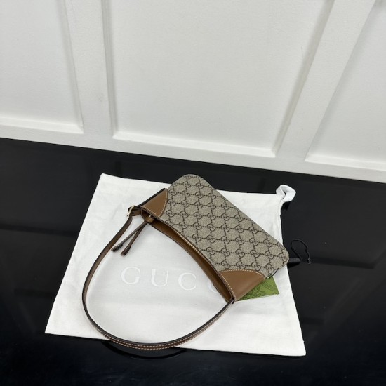 replica G*u*i gg emblem super mini shoulder bag brown ‎820696