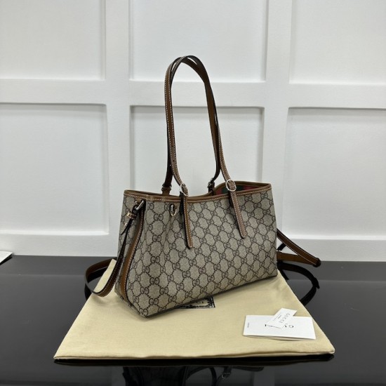 Replica Gucci GG Emblem small tote bag brown ‎815214