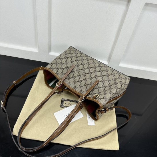 Replica Gucci GG Emblem small tote bag brown ‎815214