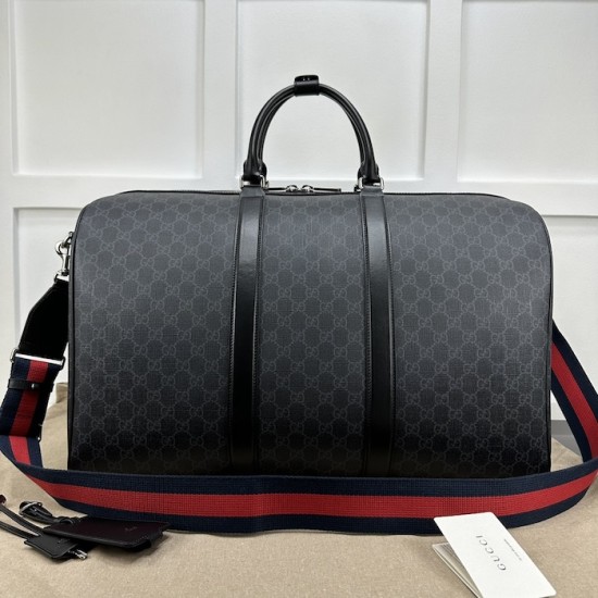 replica G*u*i black gg sup*e canvas gg duffle bag ‎792075