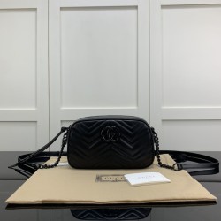 Replica Gucci GG Marmont small shoulder black bag 447632