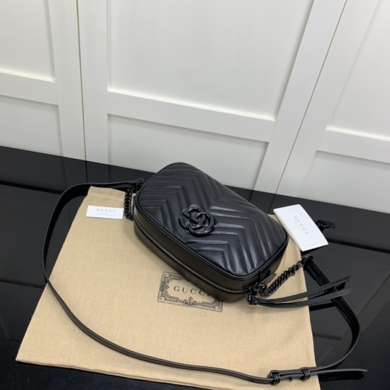 Replica Gucci GG Marmont small shoulder black bag 447632