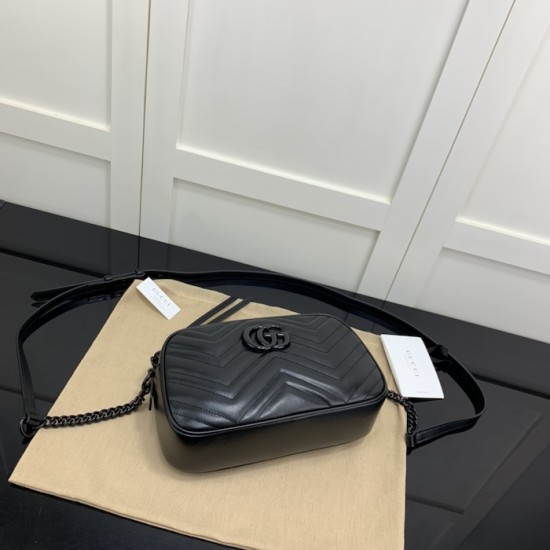 replica G*u*i gg marmont small shoulder black bag 447632