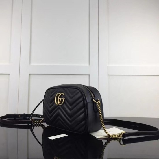 Replica Gucci GG Marmont small shoulder bag ‎Black 447632