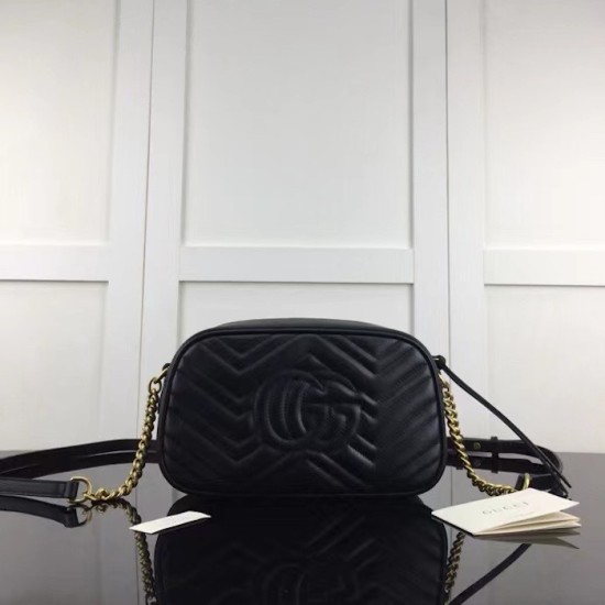 replica G*u*i gg marmont small shoulder bag ‎black 447632