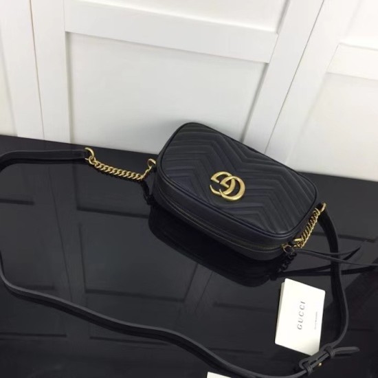 Replica Gucci GG Marmont small shoulder bag ‎Black 447632