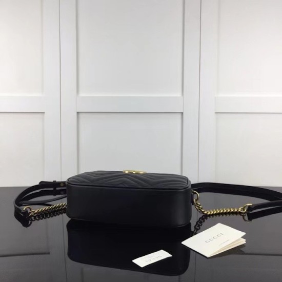 replica G*u*i gg marmont small shoulder bag ‎black 447632