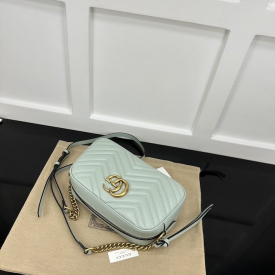 Replica Gucci GG Marmont small shoulder bag Green 447632