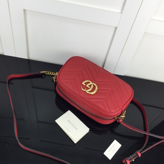 Replica Gucci GG Marmont small shoulder bag Red 447632