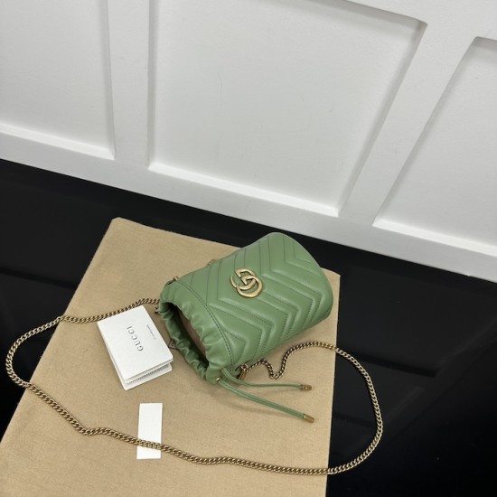 replica G*u*i gg marmont mini bucket bag green ‎575163