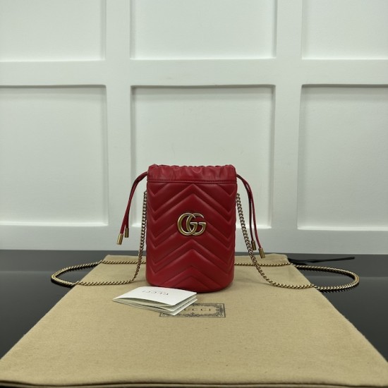 Replica Gucci GG Marmont mini bucket bag Red ‎575163