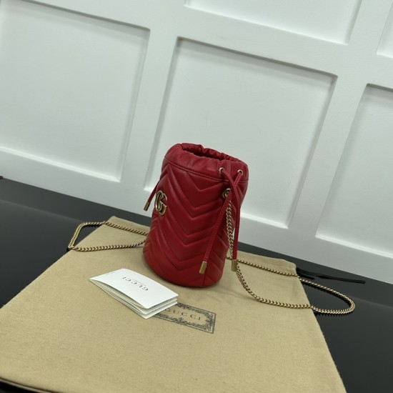 replica G*u*i gg marmont mini bucket bag red ‎575163