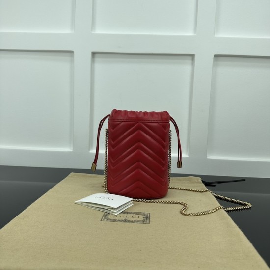 replica G*u*i gg marmont mini bucket bag red ‎575163