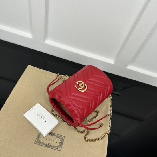 replica G*u*i gg marmont mini bucket bag red ‎575163