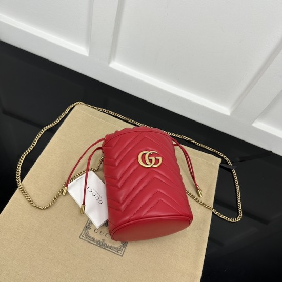 replica G*u*i gg marmont mini bucket bag red ‎575163