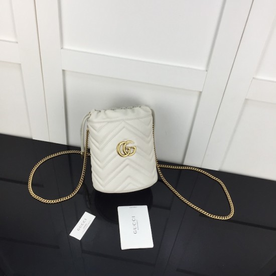 replica G*u*i gg marmont mini bucket bag white ‎575163