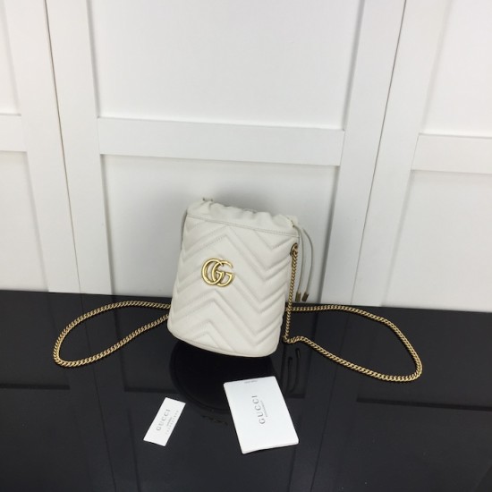 replica G*u*i gg marmont mini bucket bag white ‎575163