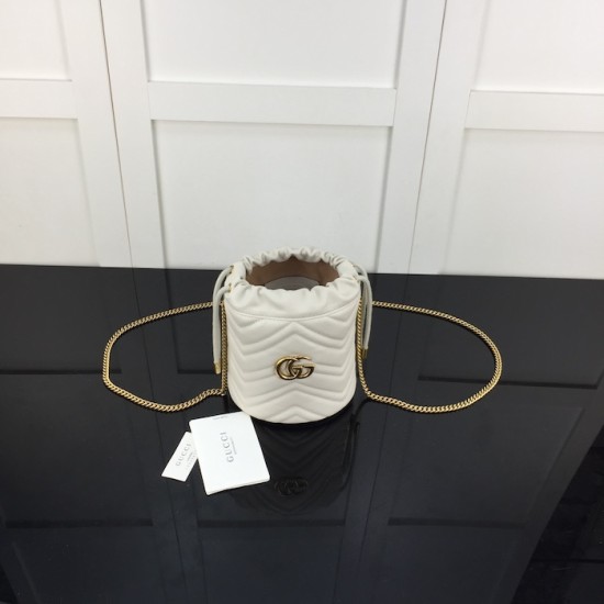 Replica Gucci GG Marmont mini bucket bag White ‎575163