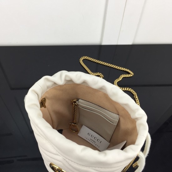 Replica Gucci GG Marmont mini bucket bag White ‎575163