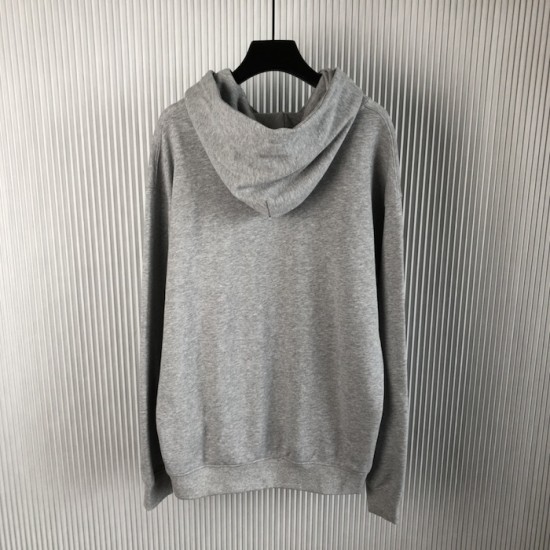 Gucci Printed cotton jersey hooded sweatshirt Grey