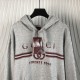 Gucci Printed cotton jersey hooded sweatshirt Grey