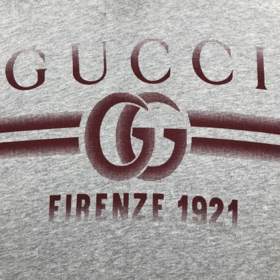 Gucci Printed cotton jersey hooded sweatshirt Grey