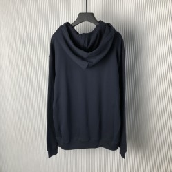 Gucci Printed cotton jersey hooded sweatshirt Navy