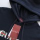 Gucci Printed cotton jersey hooded sweatshirt Navy