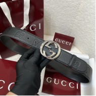 Gucci Wide belt with Interlocking G buckle Black