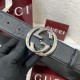 Gucci Wide belt with Interlocking G buckle Black