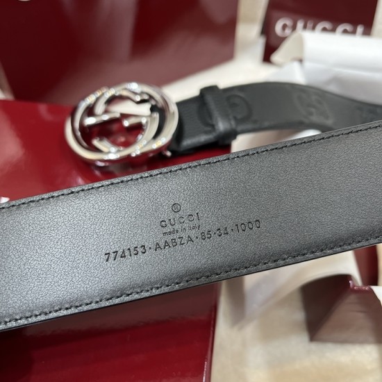 Gucci Wide belt with Interlocking G buckle Black