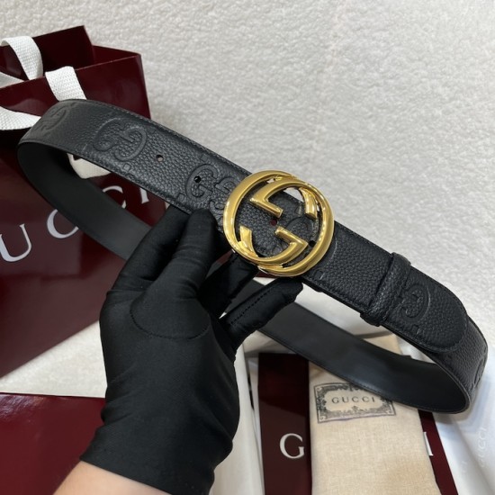 Gucci Wide belt with Interlocking G buckle Black