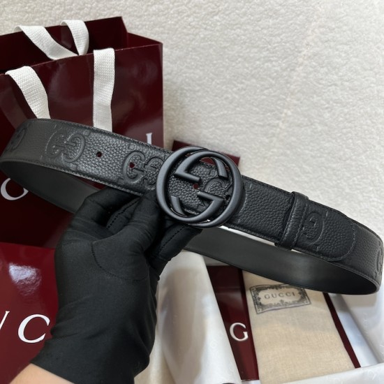 Gucci Wide belt with Interlocking G buckle Black