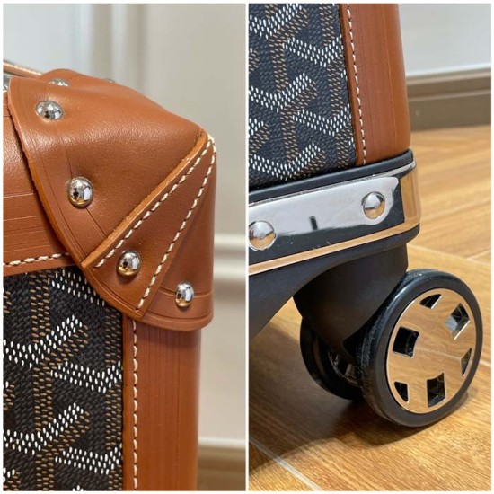 Replica Goyard Bourget PM Trolley Case Tan