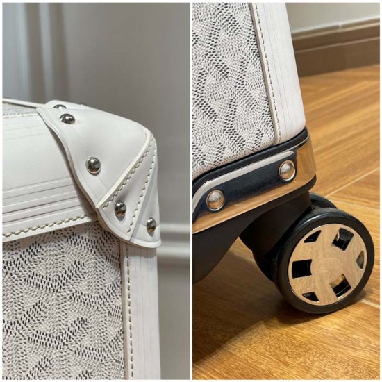 Replica Goyard Bourget PM Trolley Case White