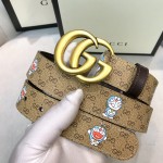 Doraemon x Gucci GG canvas Leather Belt Brown