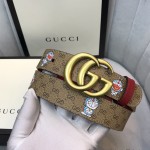 Doraemon x Gucci GG canvas Leather Belt Red