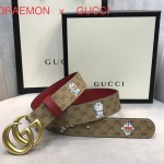 Doraemon x Gucci GG canvas Leather Belt Red