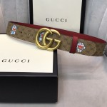 Doraemon x Gucci GG canvas Leather Belt Red