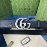 Gucci GG Marmont embossed leather belt Black