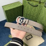 Gucci GG Marmont embossed leather belt Grey