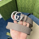 Gucci GG Marmont embossed leather belt Grey