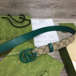 Gucci Women GG Marmont thin belt ‎414516 Green