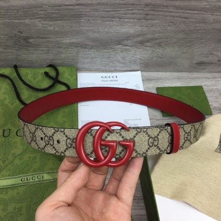 Gucci Women GG Marmont thin belt ‎414516 Red