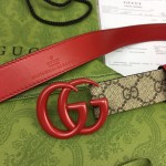 Gucci Women GG Marmont thin belt ‎414516 Red