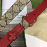 Gucci Women GG Marmont thin belt ‎414516 Red