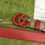 Gucci Women GG Marmont thin belt ‎414516 Red