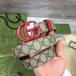 Gucci Women GG Marmont thin belt ‎414516 Red