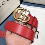 Gucci Leather belt with Double G buckle 400593 Red