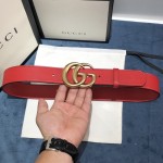 Gucci Leather belt with Double G buckle 400593 Red